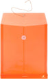 JAM PAPER Bright Orange Plastic Envelopes with Button & String Tie Closure - 12/Pack - 9 3/4 x 11 3/4