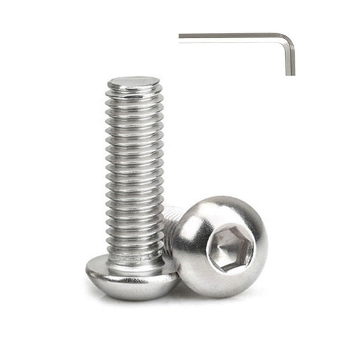 3/8-16 x 3-3/4'' Pan Head Hex Socket Cap Screws: 6 Pack 304 Stainless Steel Bolts, Hex Drive, Bright Finish