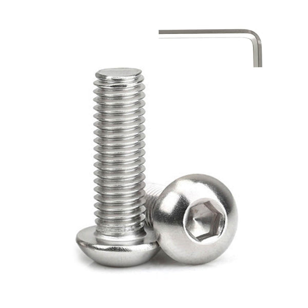 3/8-16 x 3-3/4'' Pan Head Hex Socket Cap Screws: 6 Pack 304 Stainless Steel Bolts, Hex Drive, Bright Finish