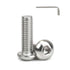 3/8-16 x 3-3/4'' Pan Head Hex Socket Cap Screws: 6 Pack 304 Stainless Steel Bolts, Hex Drive, Bright Finish