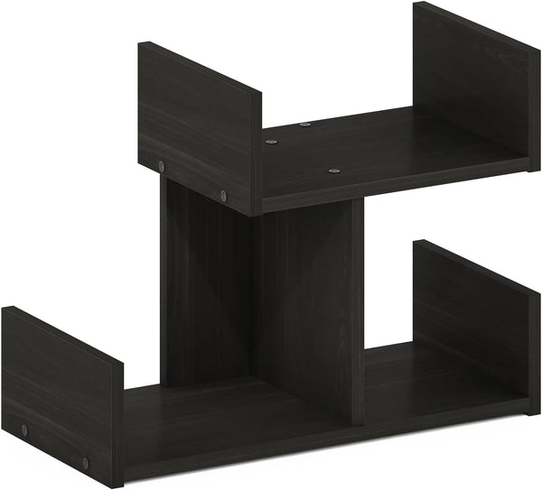 Furinno Hermite Wooden Desktop Bookshelf Storage Organizer for Home and Office Supplies, Espresso Finish