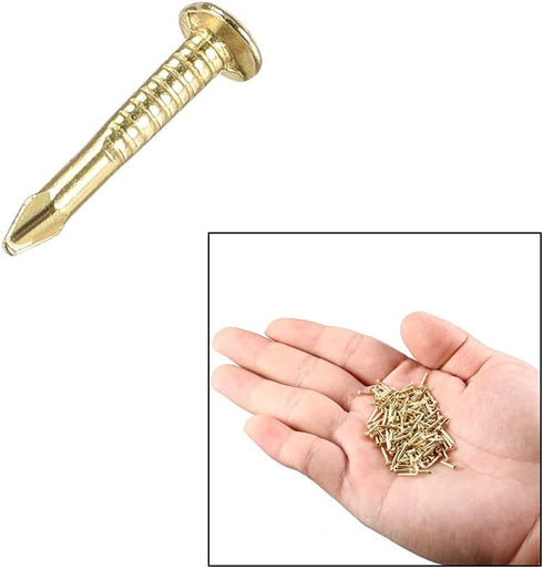 uxcell Small Tiny Nails 1.2x10mm (DxL) for Wooden DIY Decorative Pictures, Brass Tone, 300pcs