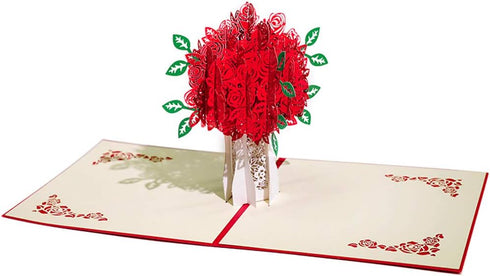 Valentines Day Card for Her - 3D Rose Bouquet Pop Up Card with Envelope, Gift for Him (Pack of 1)