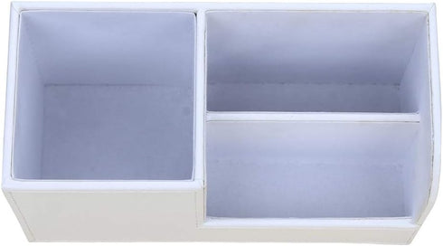 KINGFOM White Desk Organizer Caddy - Multi-function Pu Leather Storage Box for Office Supplies, Pens, Cell Phone,