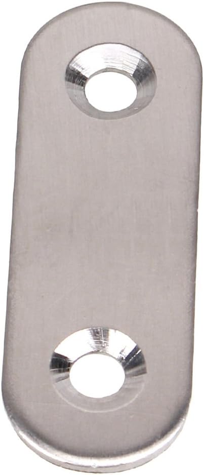 BQLZR Stainless Steel 2 Holes Flat Corner Brace Plate Connector 47x15.5x5mm Pack of 10