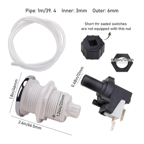 1 Set Pneumatic Switch for Garbage Disposal 16A On Off Push Button Switch for Bath Tub Spa Jetted Whirlpool Jet Set