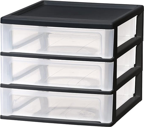 BYCY 3 Drawer Clear Stacking Desktop Organizer, Plastic Storage Container for Stationery and Art Craft Supplies