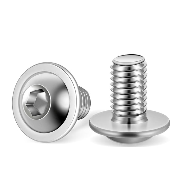 M6-1.0 x 12mm Flanged Button Head Socket Cap Screws, Stainless Steel 18-8 (304), 25 PCS