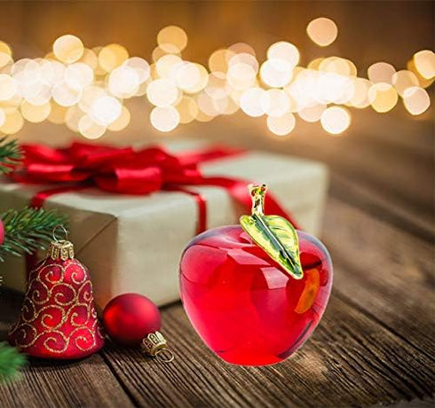 H&D Glaze Crystal Apple Paperweight Craft Decoration, Red