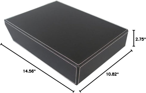 KINGFOM Letter Tray, PU Leather Paper Organizer for Desk, A4 Size Black Storage Holder for Office, Home, School