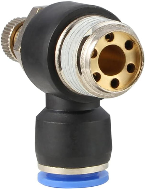 Pneumatic Push to Connect Air Flow Control Valve, 6mm Tube OD x 1/4" Male BSP Thread, Elbow Switch Valve Fitting