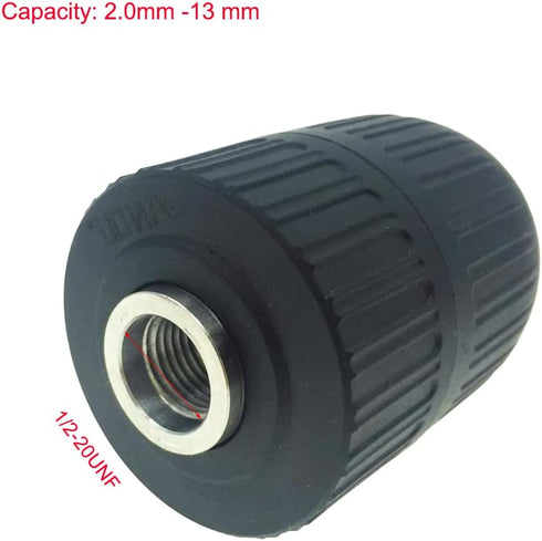 YXQ 2.0-13mm Tapered Keyless Drill Chuck, 1/2"-20 UNF Mount, Quick Change Electric Drill Tool