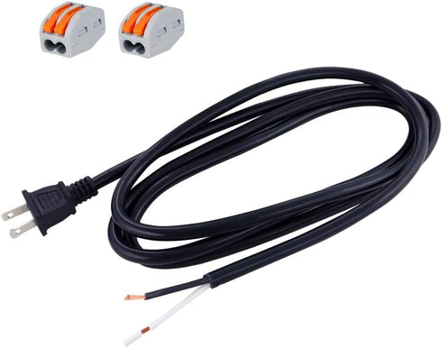 2 Prong Power Cord Replacement, 14AWG SJT Heavy Duty 6 Foot Pigtail AC Cable with Polarized Plug