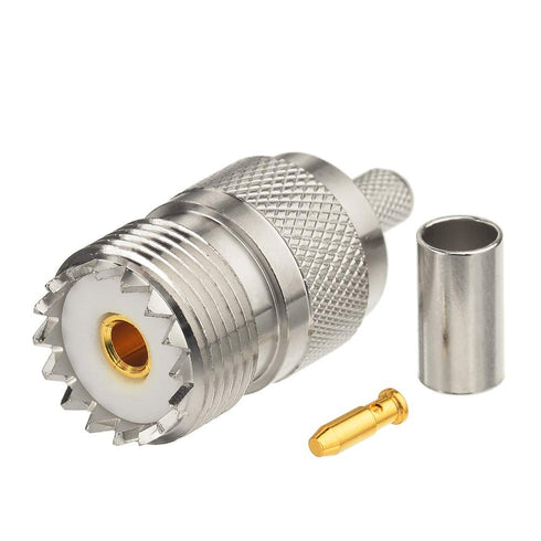 wlaniot PL259 Crimp Connectors + SO239 Crimp Connectors Kit PL-259 SO-239 Solder Connector Crimp with RG58 RG142 RG400 LMR195 RG303 RG141 Low Loss Coaxial Coax Jumper Cable