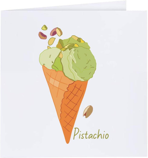 Azeeda 'Pistachio Ice Cream Cone ' Blank Greeting Card (GC00080727)