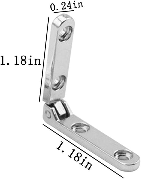 Zinc Alloy Hinge 90 Degree for Wooden Box Gift Wine Jewelry Box Accessories Angle Support Chain Hinge 6 pcs with Screws (Silver)
