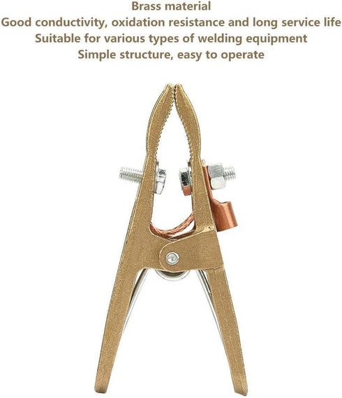 Fafeicy Welding Ground Clamp, Brass Material A Shape Ground Welding Earth Clamp Brass Welding Clamp for Welding Machine Used in Shipyards, Machinery Manufacturing, Oil Exploitation (500A)