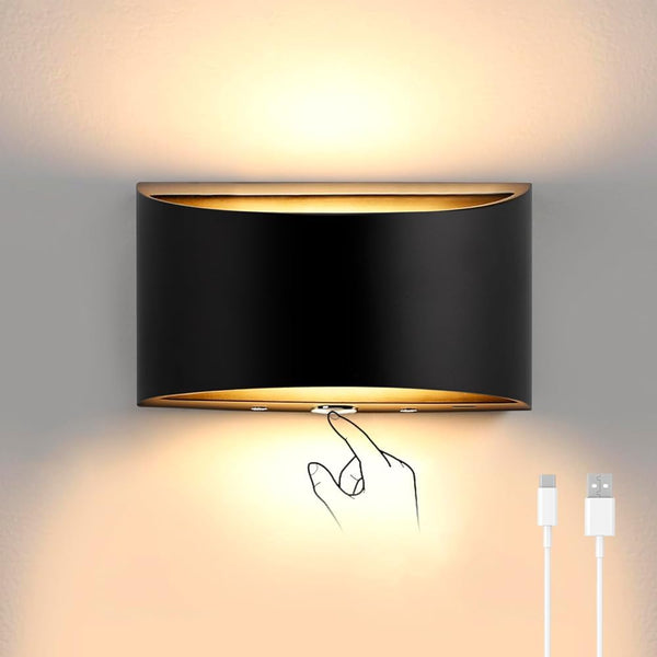 MSKEPSL LED Wall Sconce Battery Operated, Modern Aluminum Wall Mount Light Rechargeable, Touch