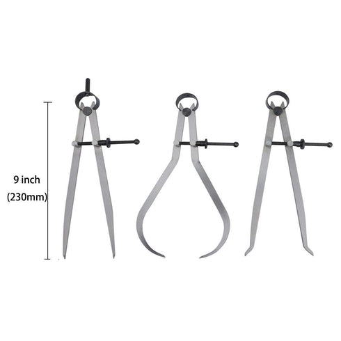 Spring Inside Outside Divider Caliper Set Measures 8 inch Machinist Tools 3-Pack, 230mm Leg Length
