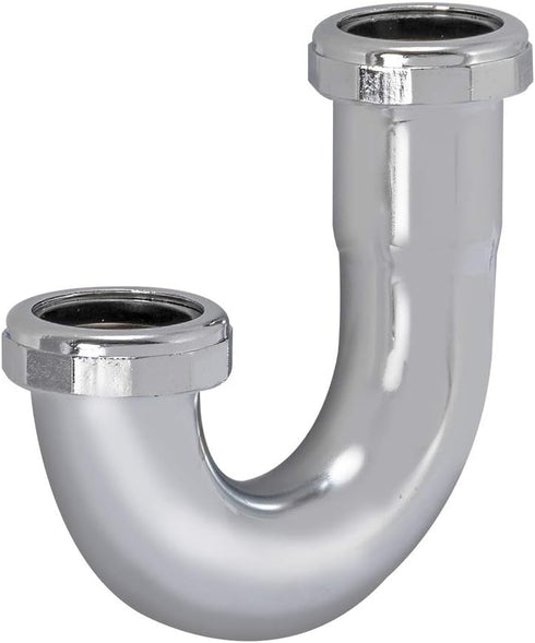Eastman 1-1/4 Inch Heavy Duty J Bend, 17 Gauge Brass Plumbing Fitting, Chrome, 35125