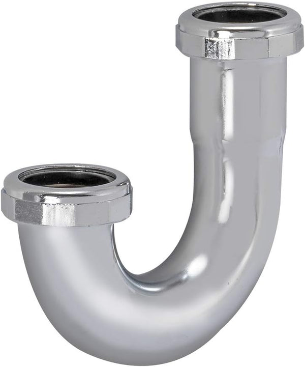 Eastman 1-1/4 Inch Heavy Duty J Bend, 17 Gauge Brass Plumbing Fitting, Chrome, 35125