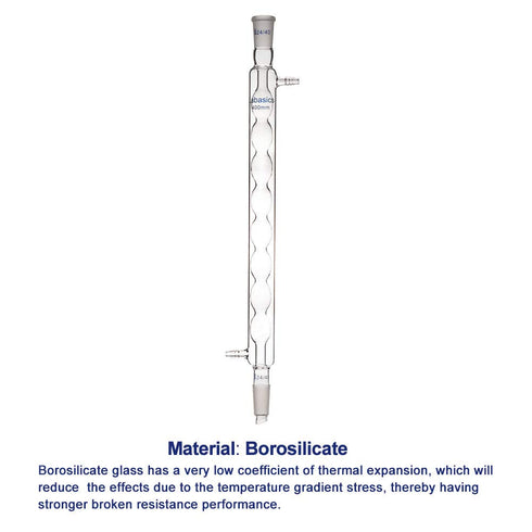 Borosilicate Glass Allihn Condenser with 24/40 Joint, 400mm Jacket Length Lab Glass Condenser