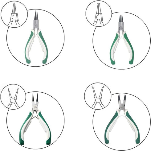 4 Pcs Heavy Duty Mini Snap Ring Pliers Set - External/Internal Circlip Pliers with Straight/Bent Jaw for Ring Remover