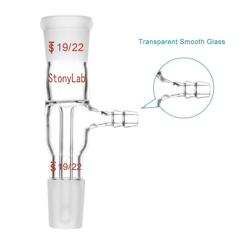 StonyLab Glass Vacuum Take Off Adapter, Straight, Short Stem with 19/22 Joints