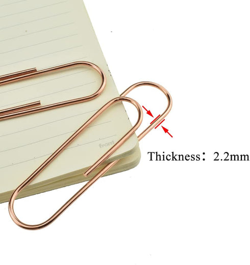 HAHIYO Paper Clips, Sturdy 4 Inches Length, 14 Pack Heavy Duty Rust Proof Reusable Metal Bright Rose Gold