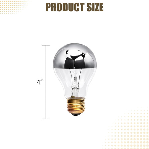 Verplexter 60A19HM 60W Bulb Half Chrome A Shape for Open fixtures, Pendants, Restaurant and Retail Lighting