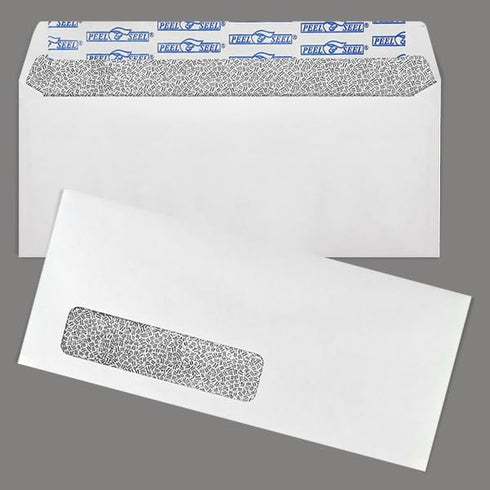 LUXPaper #10 Business Window Envelopes | Security Tint | Peel & Press | 250 Qty | White | 4 1/8" x 9 1/2" | 24lb. Text
