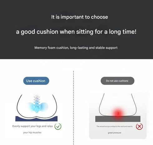 Generic Memory Foam seat Cushion, ergonomically Designed Orthopedic Coccyx Pillow, relieves Coccyx Pain, Hemorrhoids