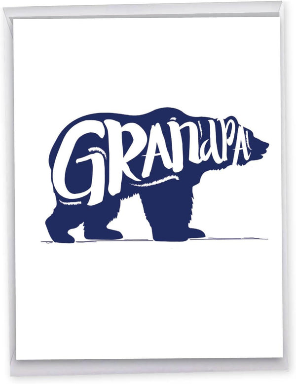 NobleWorks Big Happy Fathers Day Greeting Card, 8.5 x 11 Inch, Large Notecard for Dads, Grandpa Bear J3460FGG
