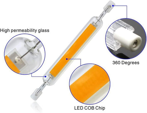 R7s LED Bulb 10W, 118mm Double Ended LED COB, 100W Halogen Equivalent, 120V J Type, Pack of 4