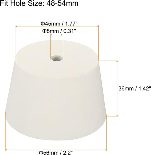 MECCANIXITY Rubber Tapered Plug 45mm to 56mm with Hole Test Tubes Bungs Stopper White for Lab Home 5 Pieces
