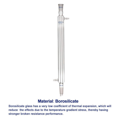 Borosilicate Glass Liebig Condenser, 400mm Jacket Length, 24/40 Joint Lab Glass Condenser