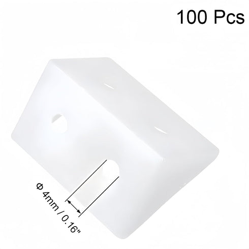Boxonly 90 2 100Pcs Shelf Cabinet Door Degree Plastic Corner Braces Holes Angle Bracket,White