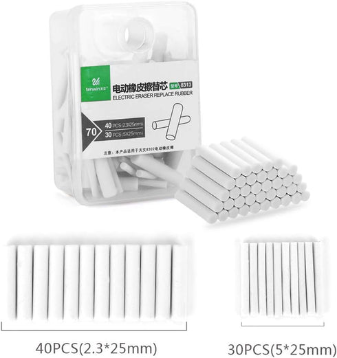 Pencil Eraser Refill for Mechanical Pencil, Clearpoint Eraser Refills, 40Pcs+30Pcs for Art Drawing