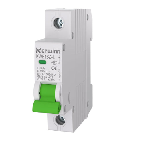 DC Miniature Circuit Breaker, 12V-110V 1 Pole 6Amp Smart Circuit Breaker, DIN Rail Mount for Battery Systems
