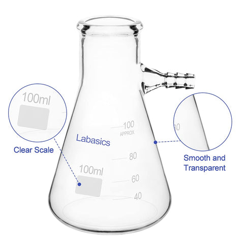 Glass 100 ml Heavy Wall Borosilicate Filtering Flask, Bolt Neck with Tubulation