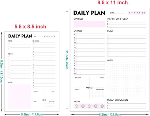 Daily Planner Notepad, Tear-Off Daily Planning Pad with To Do Lists, Schedule, 50 Undated Sheets, 8.5 x 11 in