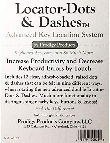 Prodigy Products Company,LLC 12 Pack, 4, 4, 4, Locator Dots & Dashes - Raised Tactile Computer Gaming Keyboard Location