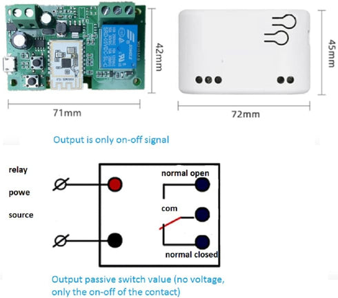 eWelink WiFi Smart Dry Contact Relay Switch Module - Works with Alexa Assistant (5-32V 1 Channel)