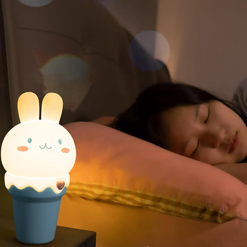 Lamp,Dimmable 15/30min Kawaii Bunny Night Light,Tap Control and USB Rechargeable Cute Rabbit Night Timer Nursery Lamp