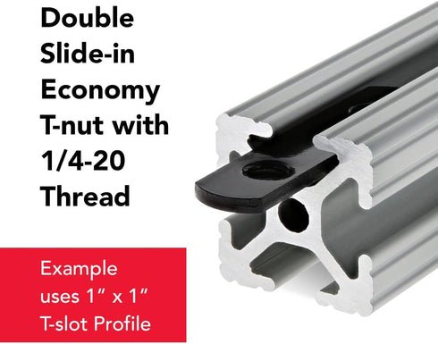 8020 3280 10 Series 1/4-20 Double Threaded Slide in Economy T-Nut Steel T-Slot Accessories (25 Pack)