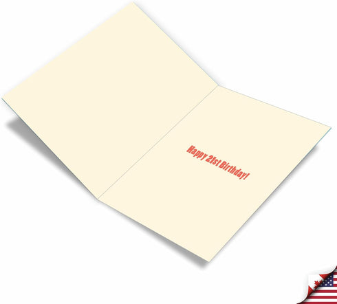 NobleWorks Jumbo 21st Birthday Card, 8.5 x 11 Inch Milestone Notecard with Envelope