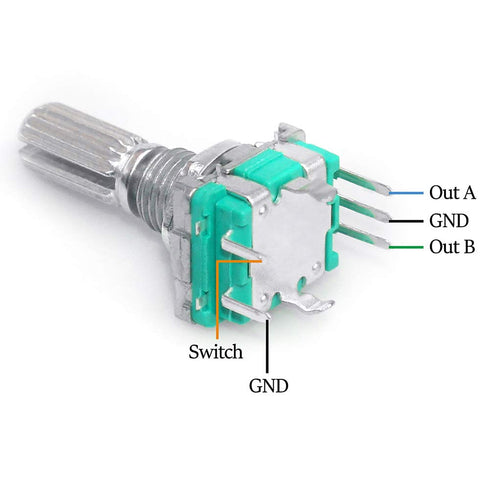 5 Set 360 Degree Rotary Encoder Code Switch - Push Button EC11 Digital Potentiometer with 20mm Handle Length