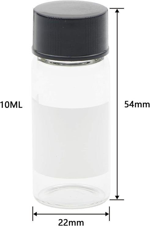 10-Pack 10ml (0.338oz, 2.7dram) Premium Clear Glass Vials with Lids - Borosilicate Glass, Small Vials for Samples - Glass Jars with Labels by Kesell