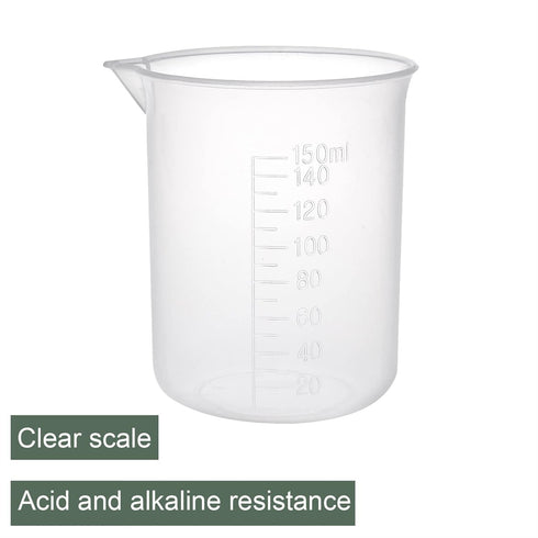 YOKIVE 4 Pcs Plastic Graduated Beaker, Clear White Liquid Measuring Cup for Lab, Kitchen, Daily Use