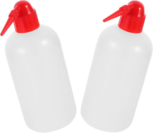 SILENRADAWN 2pcs 500Ml Laboratory Narrow Mouth Wash Bottles with Scale, Portable Plastic Pointed